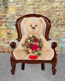 Bertie the bear Giant teddy with flowers